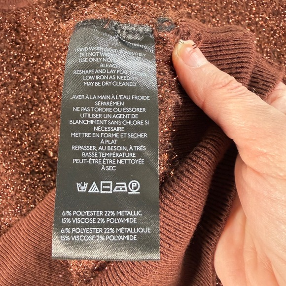 Maeve Violetta Brown Metallic Tinsel Knit Sweater Dolman Sleeve XL Festive Cozy - Picture 9 of 14
